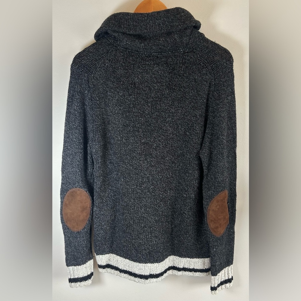 Roots Cabin Canada Men’s Sweater Shawl Collar Wool Blend Sz M Elbow Patches EUC - Picture 6 of 10